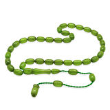 Sistemli Özel Kesim Sedefli Yeşil Ateş Kehribar Tesbih