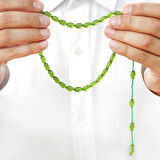 Sistemli Özel Kesim Sedefli Yeşil Ateş Kehribar Tesbih