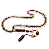 Sistemli Arpa Kesim Kırmızı İmame Kombinli Şeffaf Ateş Kehribar Tesbih