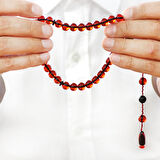 Sistemli Küre Kesim Kırmızı Ateş Kehribar Tesbih