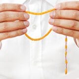 Sistemli Kesme Kesim Sarı Bilek Boy Ateş Kehribar Tesbih