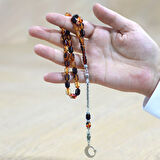 Kararmaz Metal Arnavut Zincir Püsküllü Uçlu Kapsül Kesim Kişiye Özel İsim Yazılı Ayyıldız Plakalı Bonibon Ateş Kehribar Tesbih