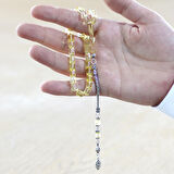 925 Ayar Gümüş Püsküllü Tombul Kapsül Kesim Ihlamur Sarı Doğal Damla Kehribar Tesbih