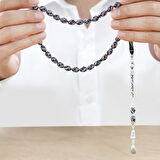 925 Ayar Gümüş Kral Zincir Püsküllü Helezon Motifli Gümüş Firuze Mercan İşlemeli Arpa Kesim Erzurum Oltu Taşı Tesbih