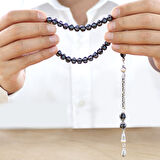 925 Ayar Gümüş Kral Püsküllü Yoğun Gümüş Firuze İşlemeli Erzurum Oltu Taşı Tesbih