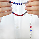 925 Ayar Gümüş Püsküllü Küre Kesim Kişiye Özel İsim Yazılı Bordo Mavi Jade Doğaltaş Taraftar Tesbih