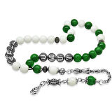 Kararmaz Metal Arnavut Zincir Püsküllü Küre Kesim Kişiye Özel İsim Yazılı Yeşil Beyaz Jade Doğaltaş Taraftar Tesbih
