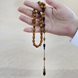 Sistemli Her Bir Tanesi ve İmamesi Usta işçilikli Kapsül Kesim Sedefli Kahverengi Siyah Katalin Tesbih