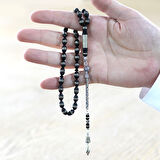 925 Ayar Gümüş Kral Zincir Püsküllü Çift Sıra Sarmal Metal İşlemeli Arpa Kesim Kuka Tesbih