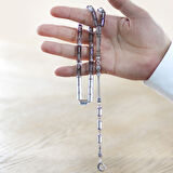 Kararmaz Metal Püsküllü Kesme Kesim Su Mavisi Ateş Kehribar Tesbih