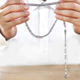 Kararmaz Metal Püsküllü Kesme Kesim Su Mavisi Ateş Kehribar Tesbih