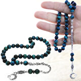 Kararmaz Metal Arnavut Zincir Püsküllü Küre Kesim Turkuaz Kaplangözü Doğaltaş Tesbih