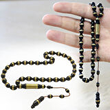 Sistemli Pirinç Sarmal Arpa Kesim Siyah Kuka Tesbih