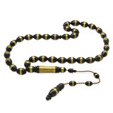 Sistemli Pirinç Sarmal Arpa Kesim Siyah Kuka Tesbih