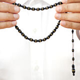 Sistemli Pirinç Sarmal Arpa Kesim Siyah Kuka Tesbih