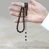 925 Ayar Gümüş Kral Zincir Püsküllü Kapsül Kesim Kahverengi Kokulu Tarçın Ağacı Tesbih