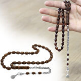 925 Ayar Gümüş Kral Zincir Püsküllü Arpa Kesim Kahverengi Kokulu Tarçın Ağacı Tesbih