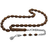 925 Ayar Gümüş Kral Zincir Püsküllü Arpa Kesim Kahverengi Kokulu Tarçın Ağacı Tesbih