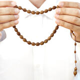 Sistemli Kum Saati İmame Tasarım Tombul Kapsül Kesim Kahverengi Kuka Tesbih