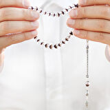 925 Ayar Gümüş Püsküllü Küre Kesim Kişiye Özel Kabir Toprağı İçerir Tesbih