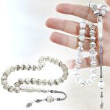 925 Ayar Gümüş Püsküllü Küre Kesim Sedefli Kişiye Özel Saç Teli İçerir Tesbih