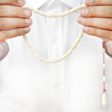 Sistemli Sadullah Usta İşçilikli Kapsül Kesim Koleksiyonluk Beyaz Renk Narçıl Tesbih