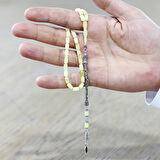 925 Ayar Gümüş Kral Püsküllü Bilek Boy Kapsül Kesim Soft Sarı Beyaz Doğal Damla Kehribar Tesbih