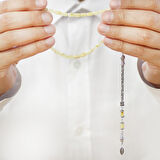 925 Ayar Gümüş Kral Püsküllü Bilek Boy Kapsül Kesim Soft Sarı Beyaz Doğal Damla Kehribar Tesbih