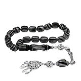 Premium Kutulu - Erzurum Oltu Efe Tesbih - 925 Ayar Gümüş Püsküllü - Gümüş 16 lı Karpuz Yarma