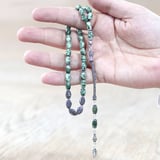 Doğaltaş Jasper Tesbih - 925 Ayar Gümüş Püsküllü - Kişiye Özel İsim Yazılı - Arpa Kesim