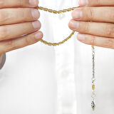 Ateş Kehribar Tesbih - Kararmaz Metal Arnavut Püsküllü - Bilek Boy - Ihlamur Sarı - Kapsül Kesim