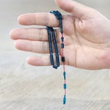Ateş Kehribar Tesbih - Sistemli - Mavi Renk - Mini Boy - Kesme Kesim