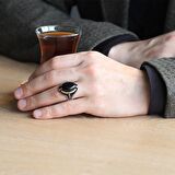 Pençe Tasarım Siyah Oniks Taşlı 925 Ayar Gümüş Erkek Yüzük
