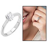 Starlight Diamond Pırlanta Montür "U" Tasarım 925 Ayar Gümüş Bayan Tektaş Yüzük