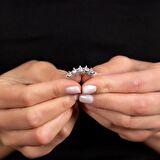 Starlight Diamond Pırlanta Montür Kalp Tasarım 925 Ayar Gümüş Kadın Beştaş Yüzük