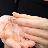 Zirkon Taşlı Zincirli Rose Renk Free Size 925 Ayar Gümüş Kadın Tektaş Yüzük