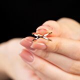 Cats Eye Tasarım Rose Renk Free Size 925 Ayar Gümüş Kadın Yüzük