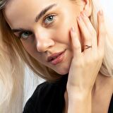 Cats Eye Tasarım Rose Renk Free Size 925 Ayar Gümüş Kadın Yüzük