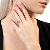 Zirkon Taşlı "Belt" Tasarım Silver Renk Free Size 925 Ayar Gümüş Kadın Yüzük