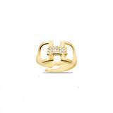 Zirkon Taşlı "Belt" Tasarım Gold Renk Free Size 925 Ayar Gümüş Kadın Yüzük