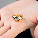 Su Damlası - Yıldız Süslemeli Silver Renk Free Size 925 Ayar Gümüş Kadın Yüzük