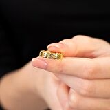 Gurmet Tasarım Gold Renk Free Size 925 Ayar Gümüş Kadın Yüzük
