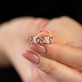 Beyaz Zirkon Taşlı Gurmet Tasarım Rose Renk Free Size 925 Ayar Gümüş Kadın Yüzük