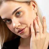 Beyaz Zirkon Taşlı Gurmet Tasarım Rose Renk Free Size 925 Ayar Gümüş Kadın Yüzük