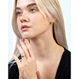 Beyaz Zirkon Taşlı Zarif Tasarım Rose Renk Free Size 925 Ayar Gümüş Kadın Yüzük