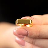 Modern Tasarım Gold Renk Free Size Kişiye Özel İsim Harf/Yazılı 925 Ayar Gümüş Kadın Tektaş Yüzük