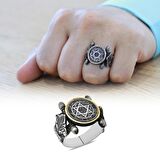 Otantik Tasarım "Mühr-i Süleyman" İşlemeli 925 Ayar Gümüş Erkek Yüzük