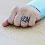 Otantik Tasarım "Mühr-i Süleyman" İşlemeli 925 Ayar Gümüş Erkek Yüzük