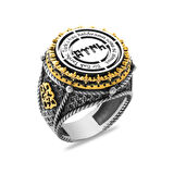 Siyah Oniks Taşlı Göktürkçe TÜRK Yazılı Özel Tasarım 925 Ayar Gümüş Erkek Yüzük