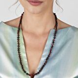 Makrome Örgülü Kırmızı Akik Doğaltaş Kadın Kolye